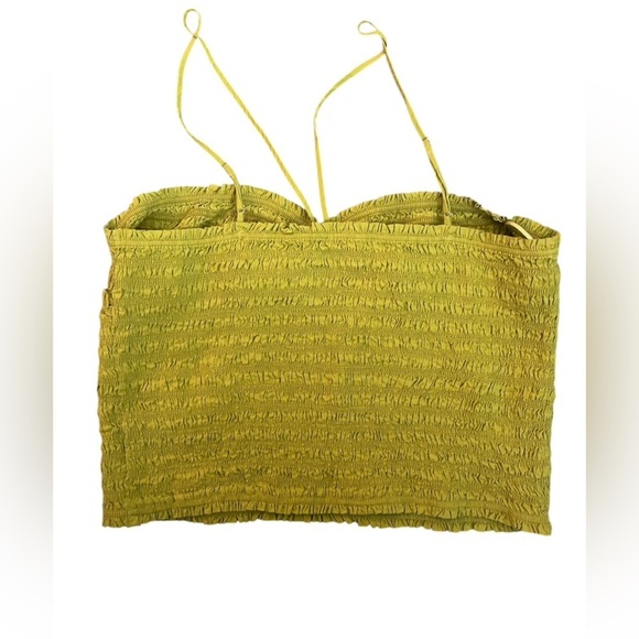 Madewell Smocked Halter Crop Top Size XXL | Citrus Lime 90s Inspired - Picture 3 of 10